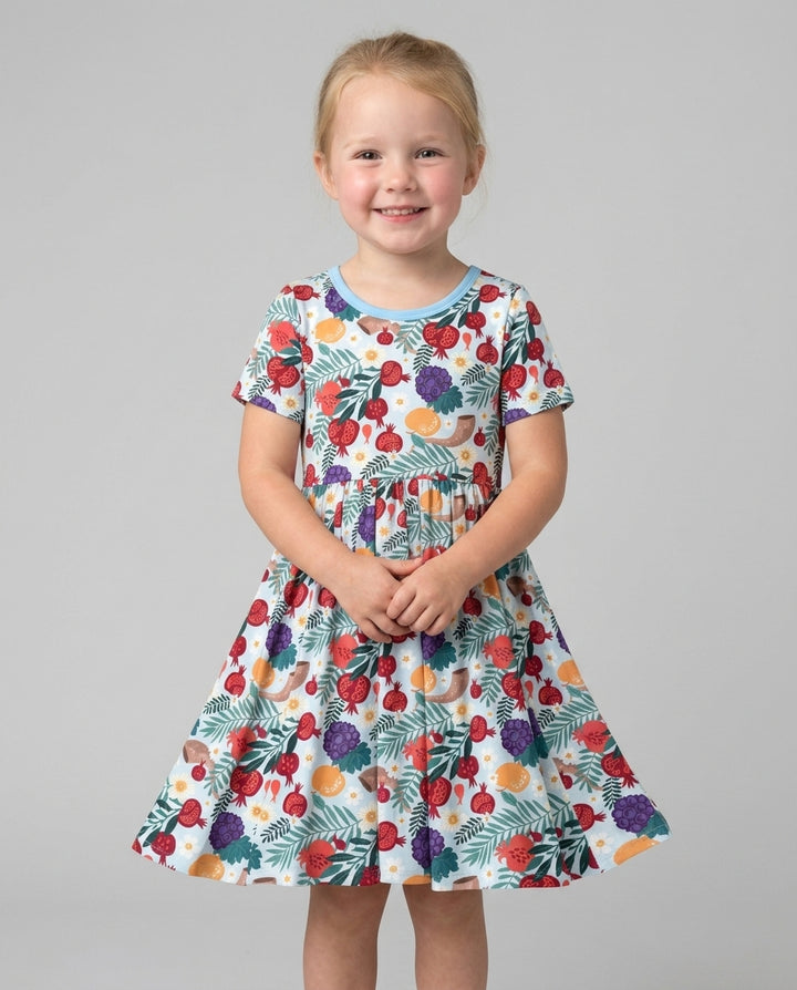 Pomegranate Blessings Night Family Matching Bamboo Twirl Dress