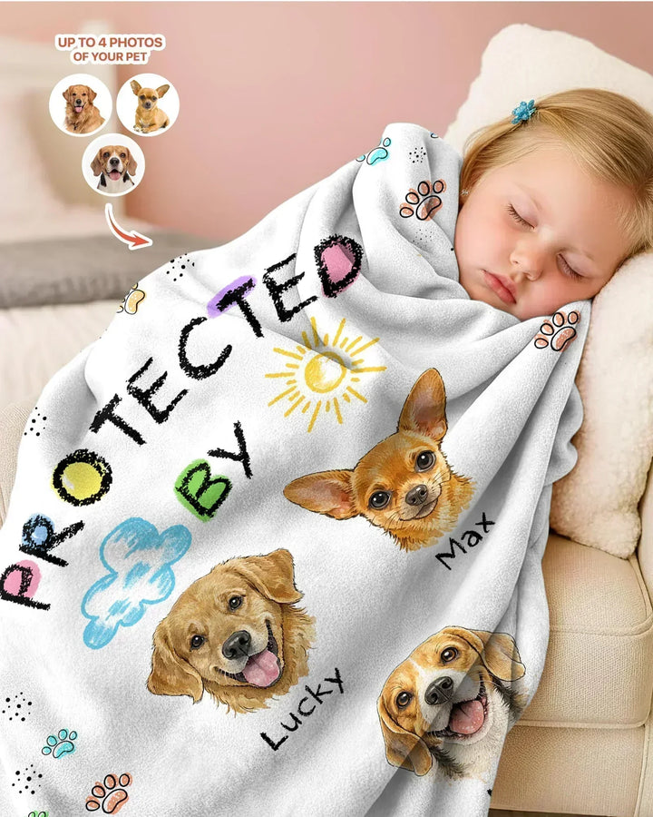 Custom Photo Crayon "Protected By" Bamboo Blanket