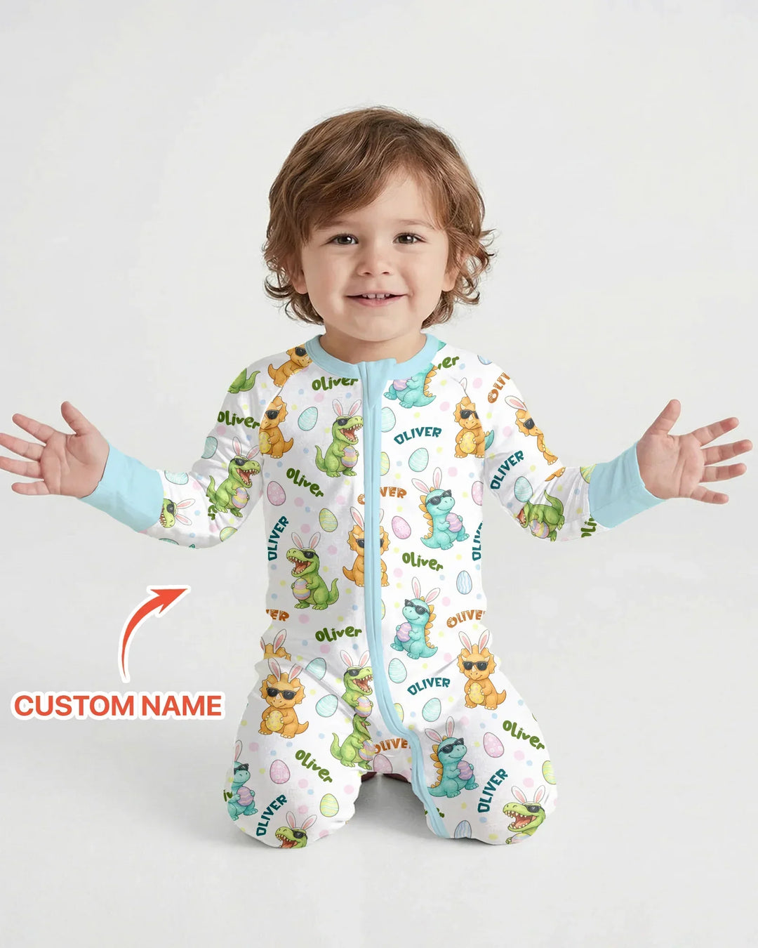 Custom Name Dinosaur on the Hunt Bamboo Convertible Zippy