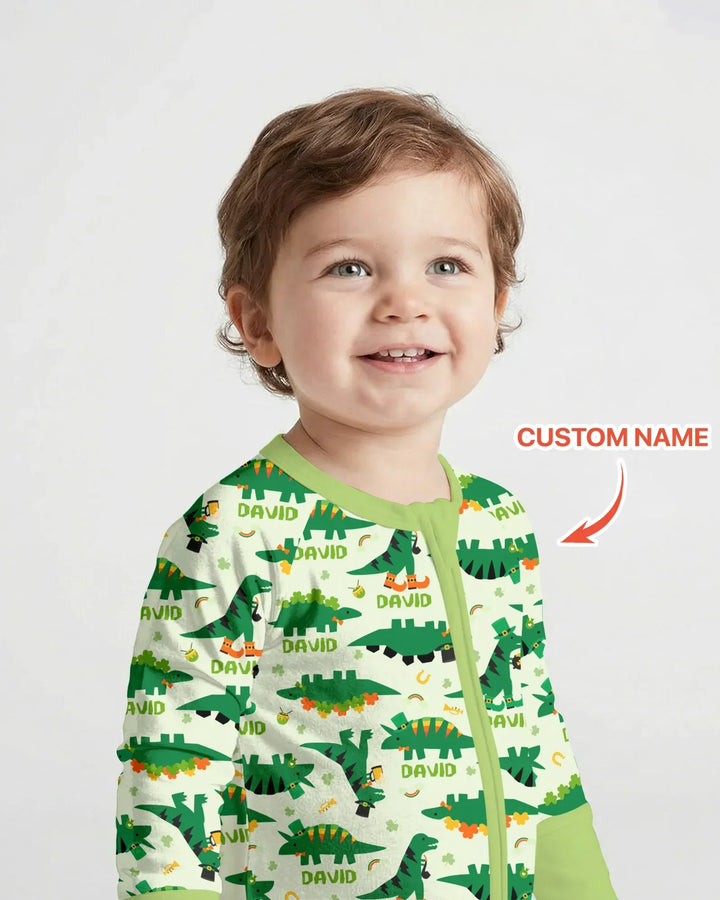 St. Patrick's Day Dinosaurs Custom Bamboo Convertible Zippy