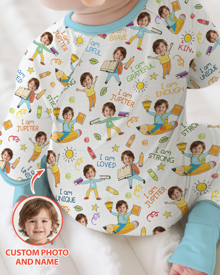 Custom Photo Kid Affirmations I Am Kind Bamboo Convertible Zippy