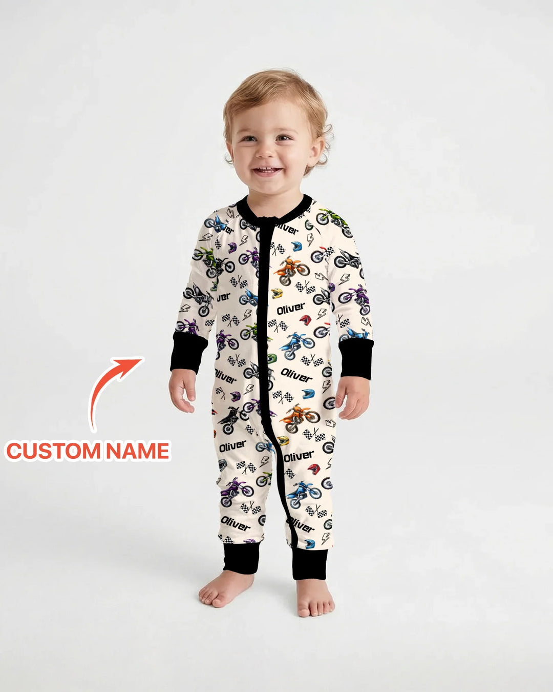 Custom Name Little Dirt Bike Rider Bamboo Convertible Zippy