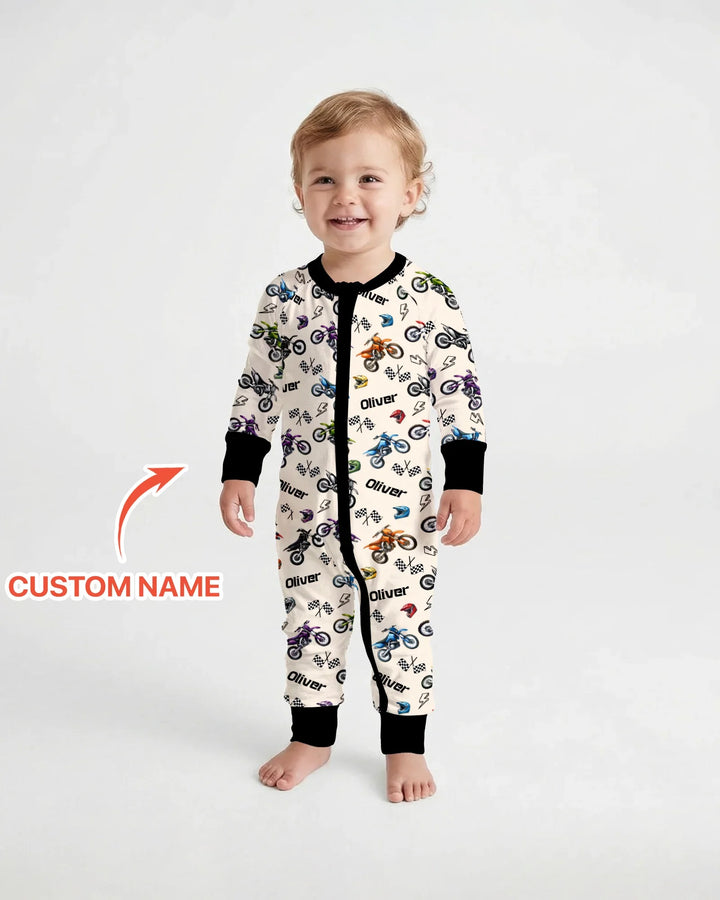 Custom Name Little Dirt Bike Rider Bamboo Convertible Zippy