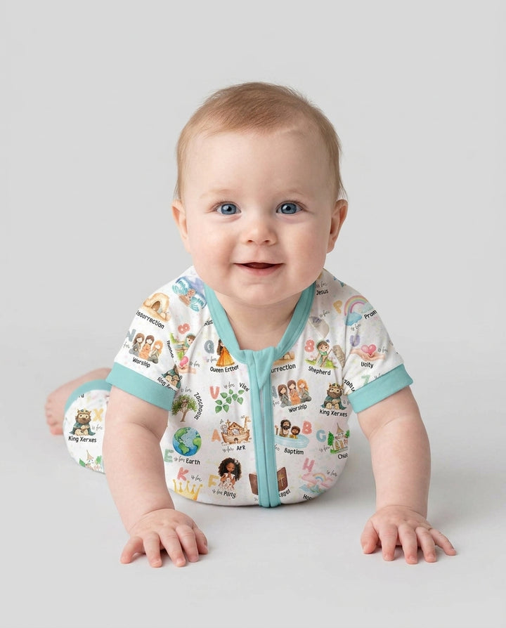Bible ABC Alphabet Bamboo Shorty Zippy