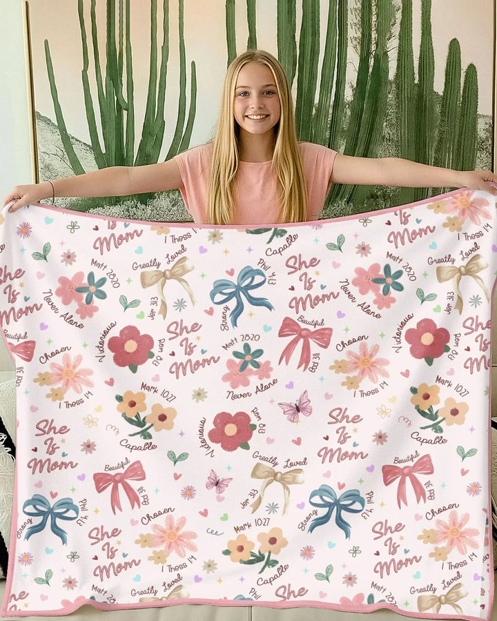 She Is Mom Bamboo Blanket