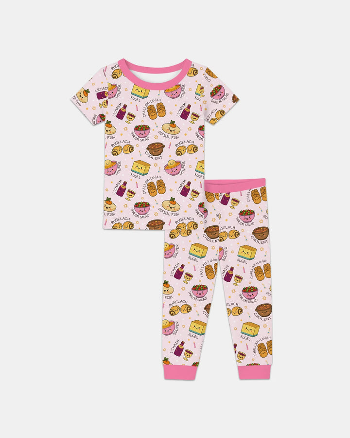 Shabbat Shalom Bamboo Two Piece Short Sleeve Pajama Set