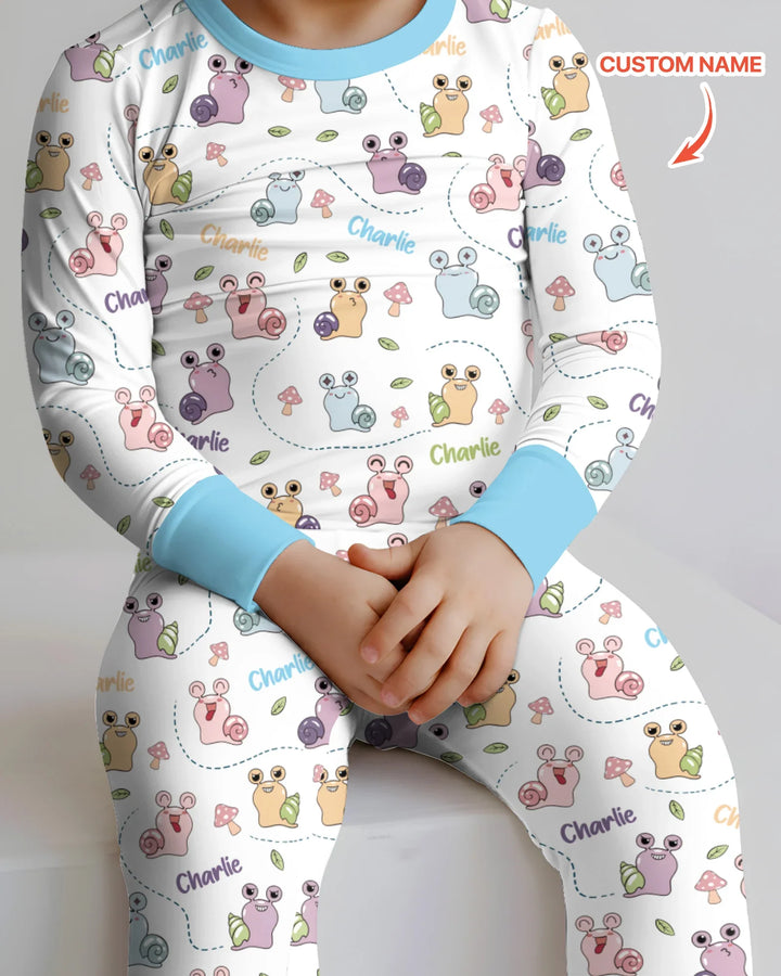 Custom Name Snailed it! Bamboo Two Piece Long Sleeve Pajama Set