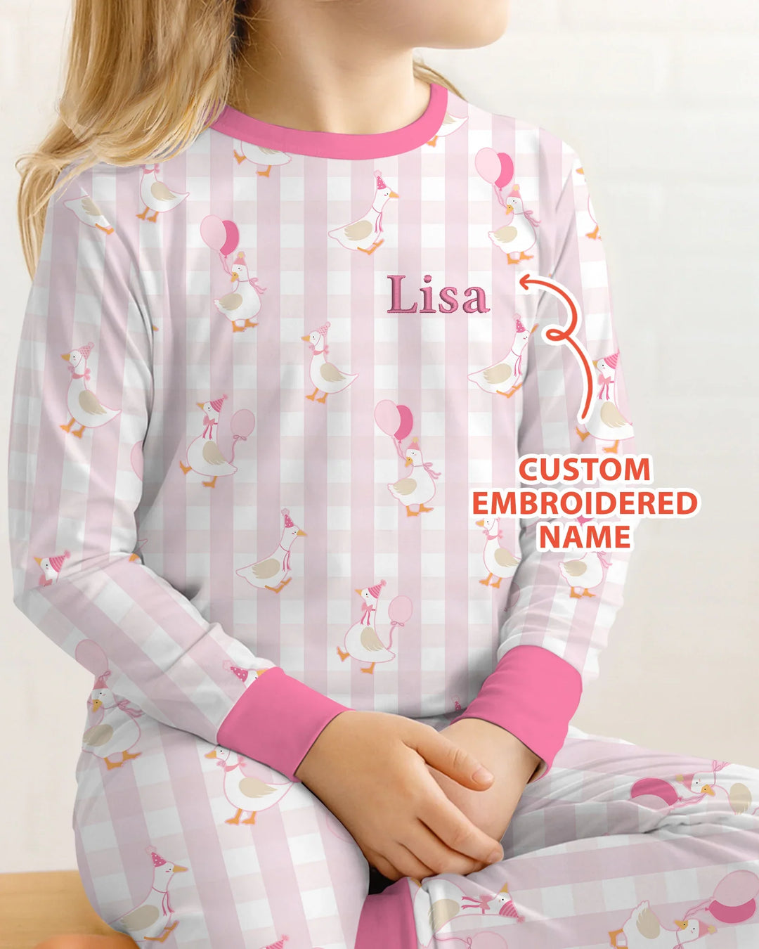 Custom Embroidered Birthday Boy/Girl Baby Bamboo Two Piece Long Sleeve Pajama Set