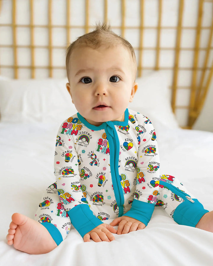 God Says I Am Autism Awareness Bamboo Convertible Zippy