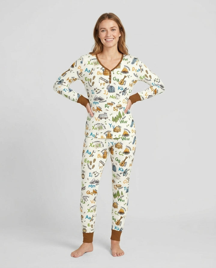 Adventure Alphabet ABCs Summer Camp Bamboo Women Pajama Set