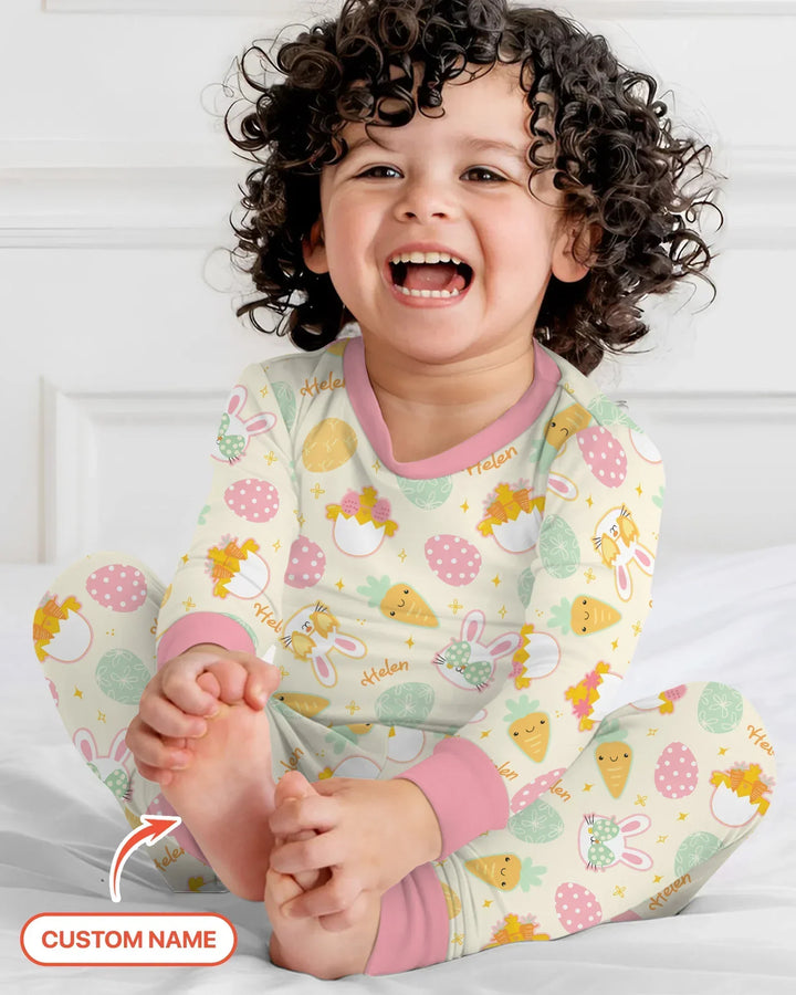 Retro Easter Bamboo Two Piece Long Sleeve Pajama Set