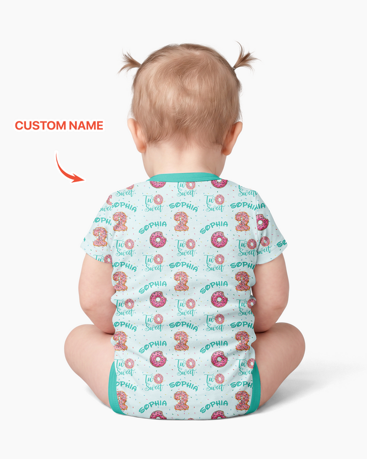 Custom Name Two Sweet Donut Bamboo Bodysuit