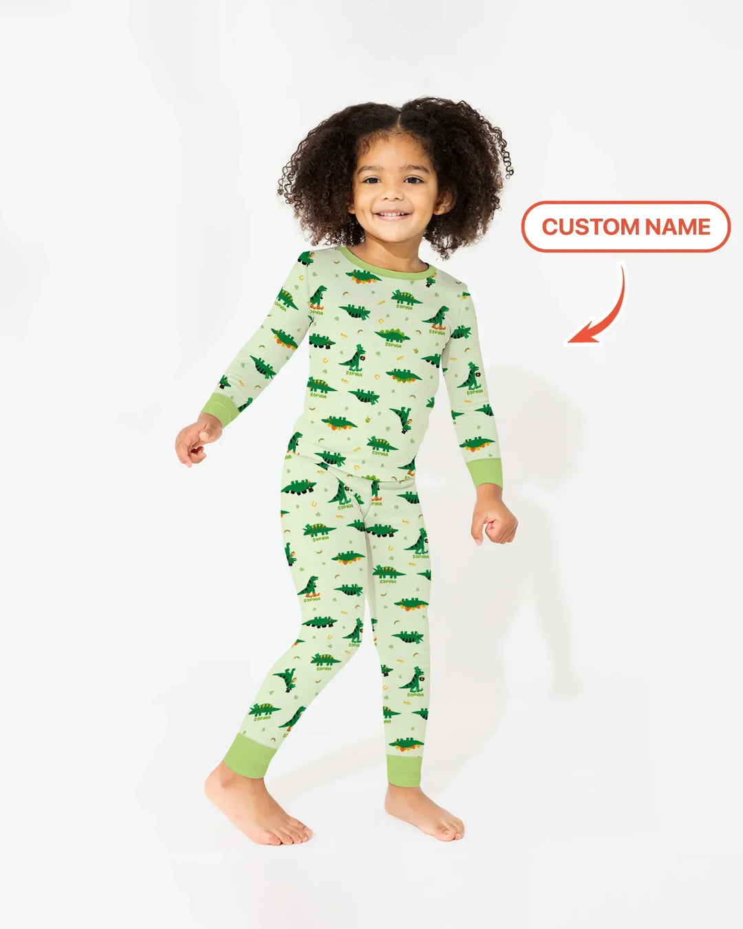 Lucky Dino Bamboo Two Piece Long Sleeve Pajama Set