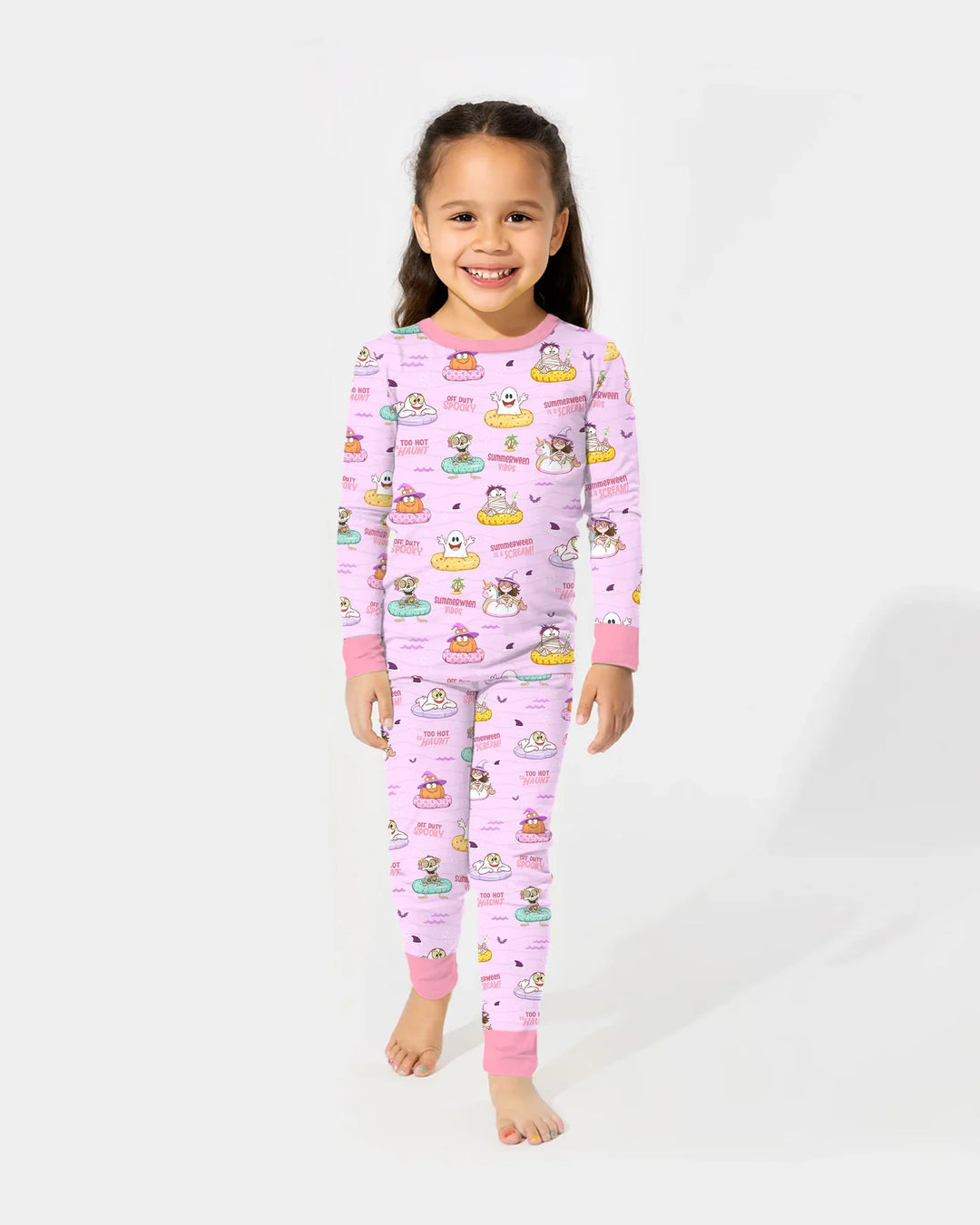 Summerween Cartoon Bamboo Two Piece Long Sleeve Pajama Set