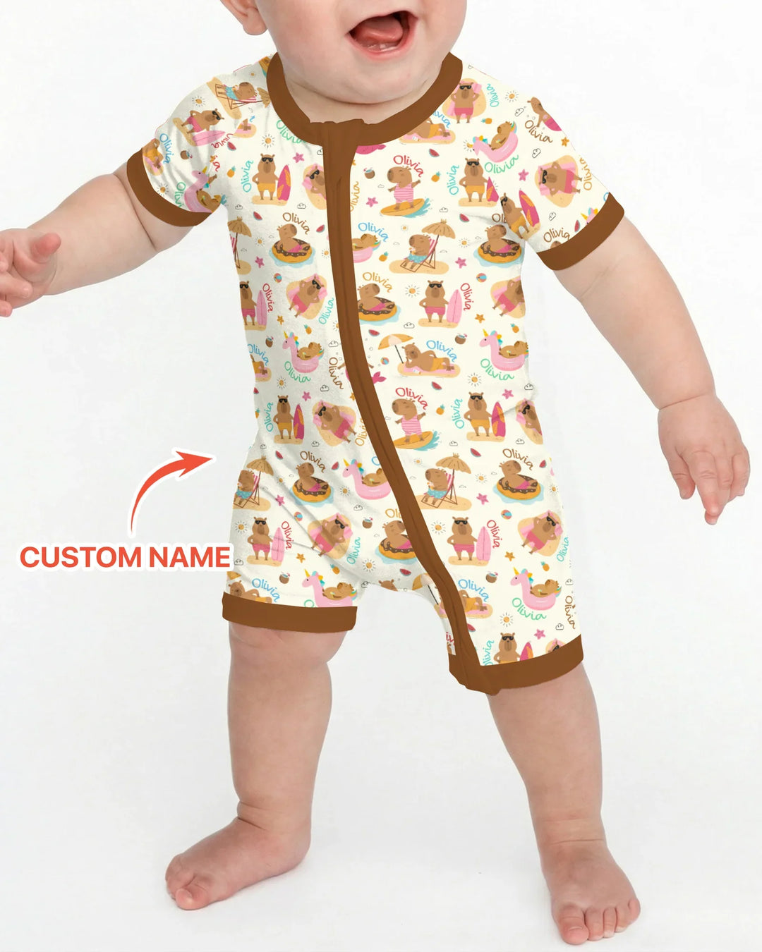Don't Worry, Be Capy Custom Name Bamboo Shorty Zippy