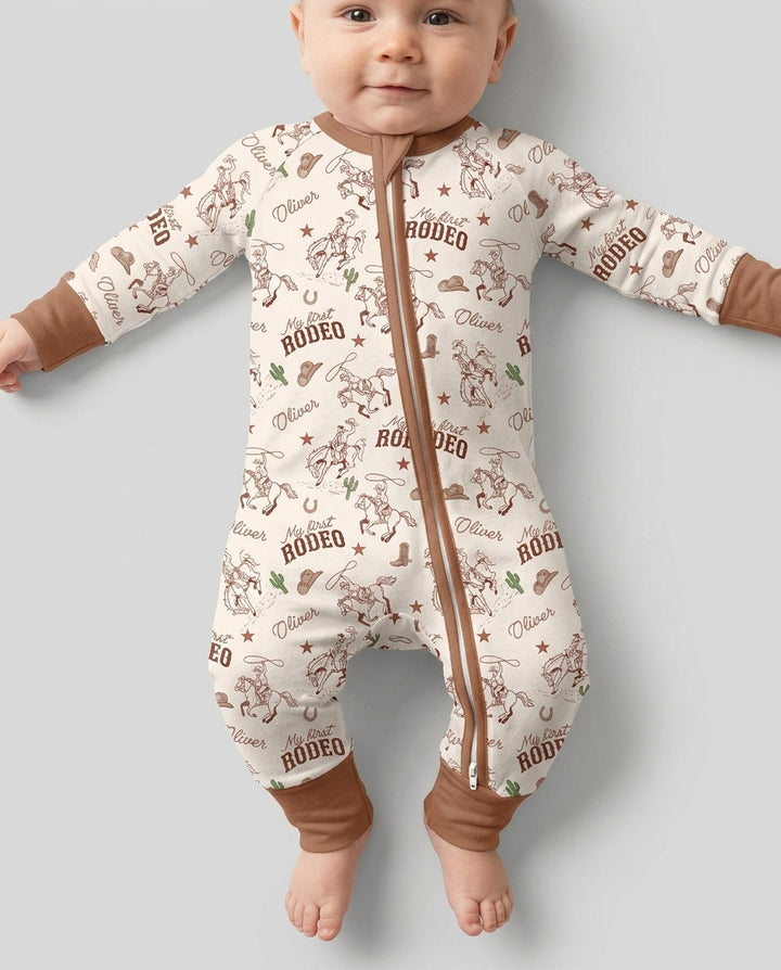 Custom Name First Rodeo Family Matching Bamboo Convertible Zippy