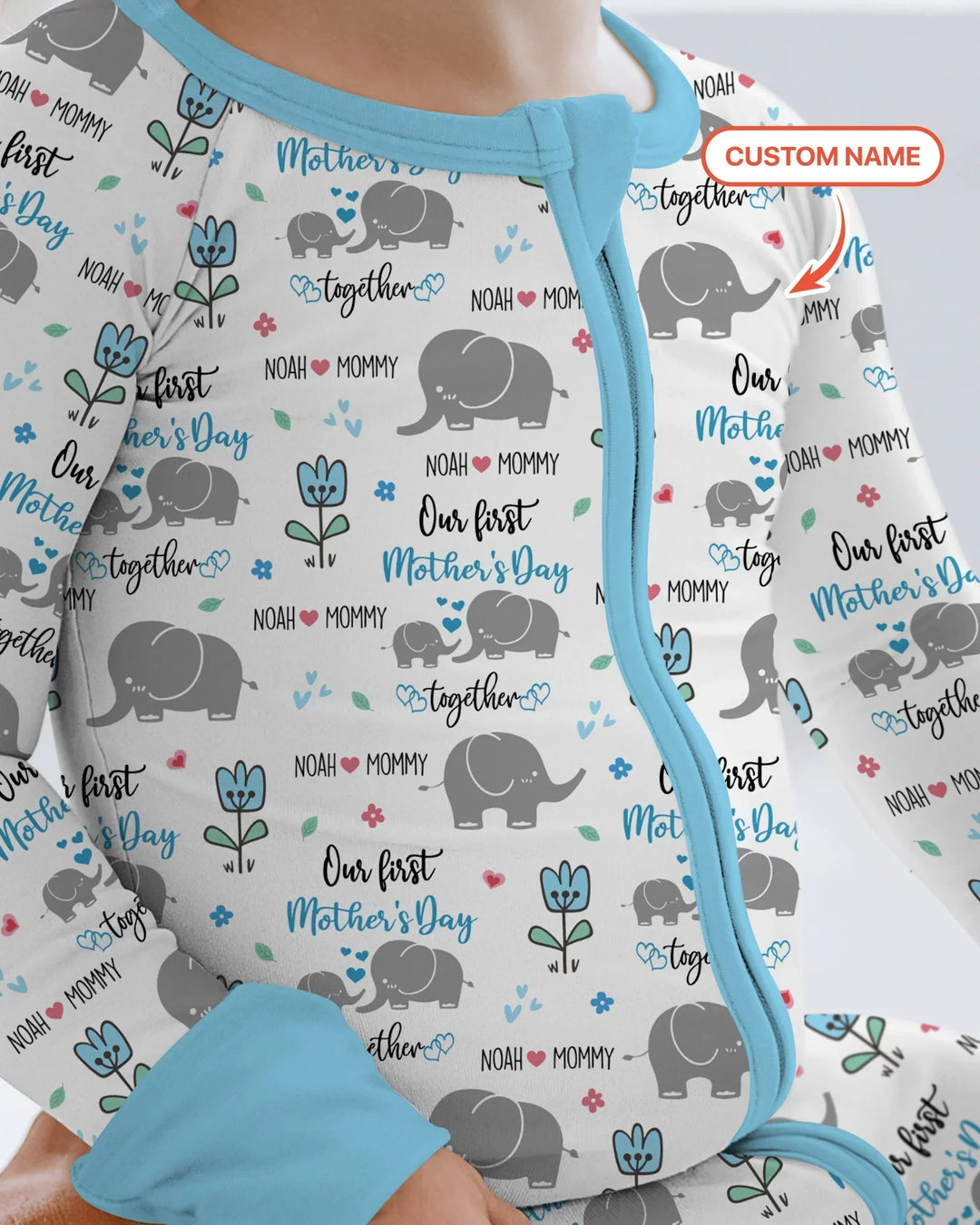 Custom Name Elephant Our First Mother's Day Bamboo Convertible Zippy
