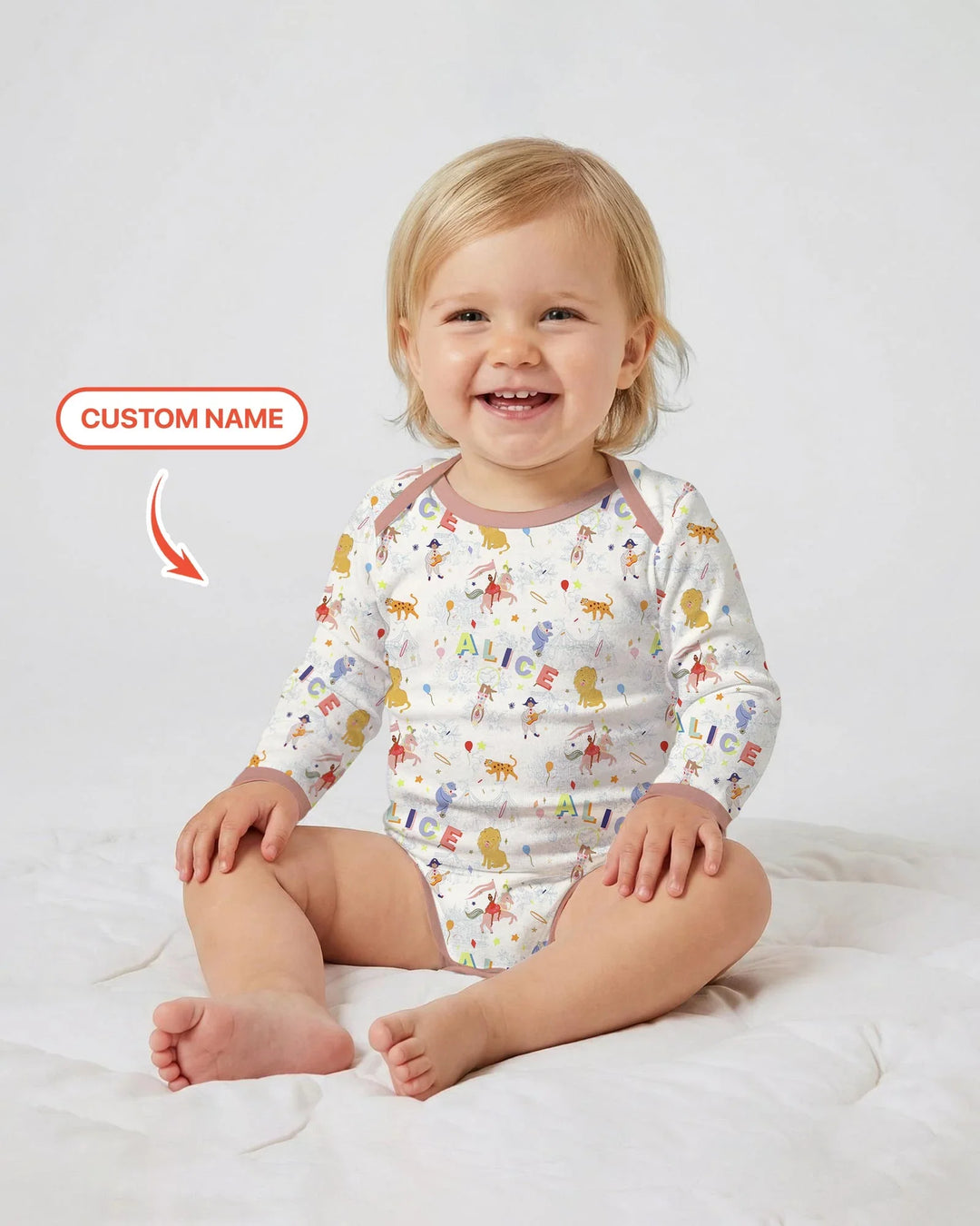 Custom Name Circus Toile Bamboo Bodysuit