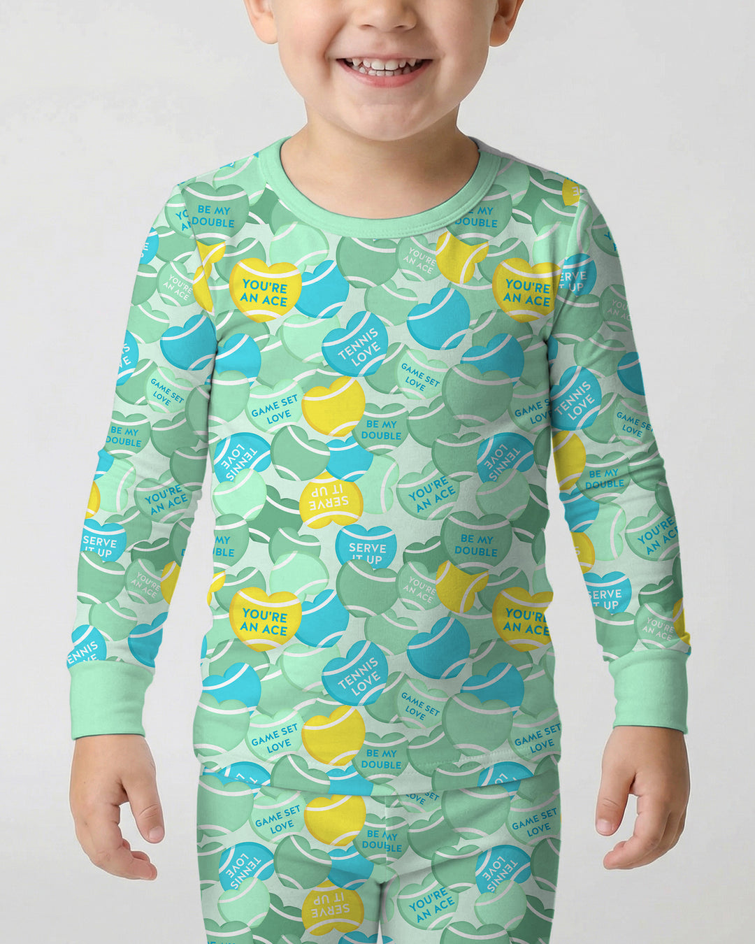 Tennis Candy Family Matching Bamboo Two Piece Long Sleeve Pajama Set