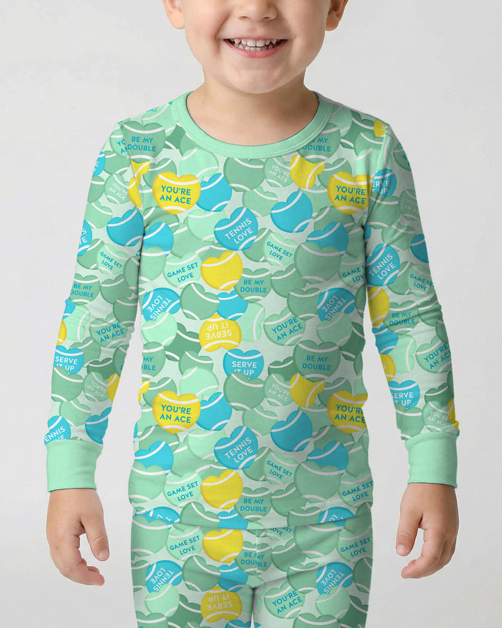 Tennis Candy Family Matching Bamboo Two Piece Long Sleeve Pajama Set