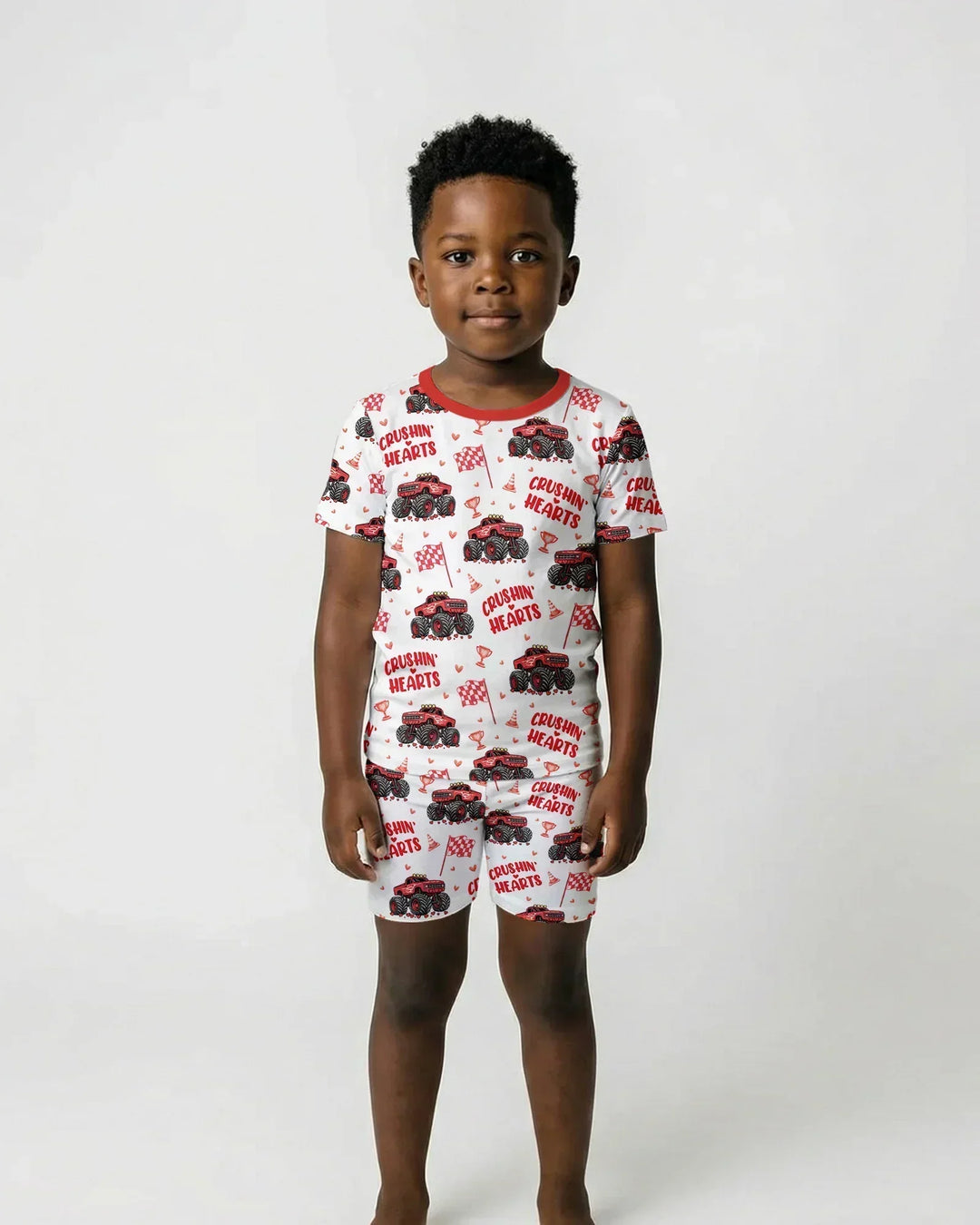 Crushin Hearts Bamboo Two Piece Short Sleeve Shorts Pajama Set