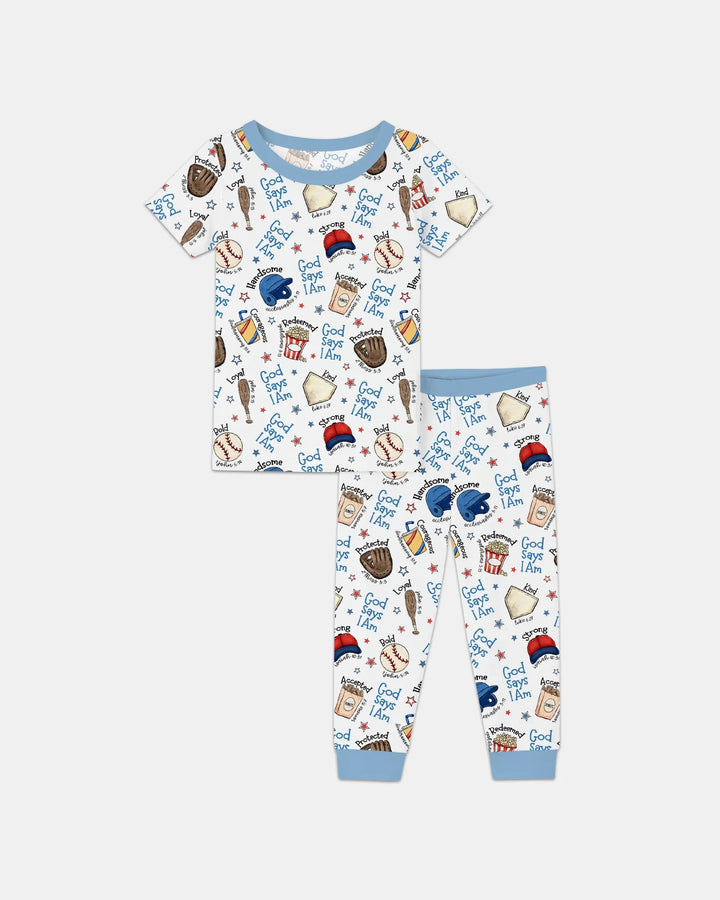 Christian Baseball Bamboo Two Piece Short Sleeve Pajama Set