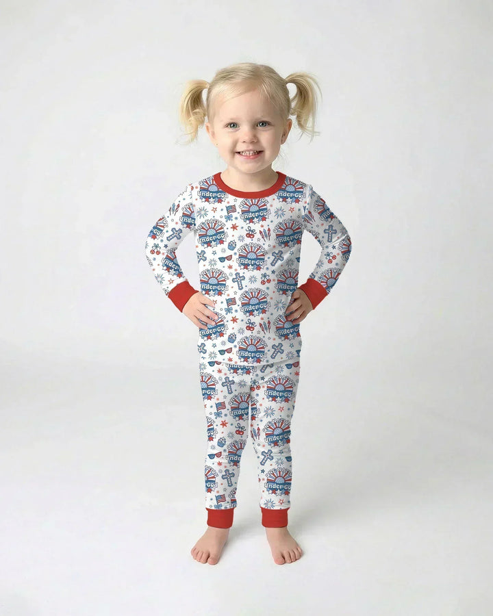 One Nation Under God Family Matching Bamboo Two Piece Long Sleeve Pajama Set