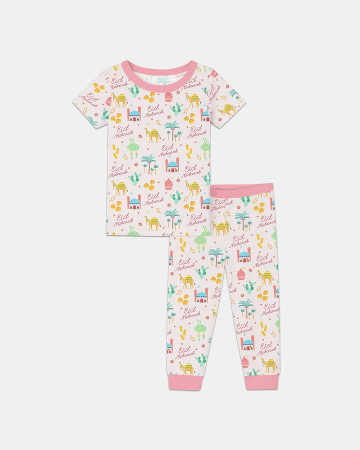 Eid Mubarak Matching Family Bamboo Two Piece Short Sleeve Pajama Set