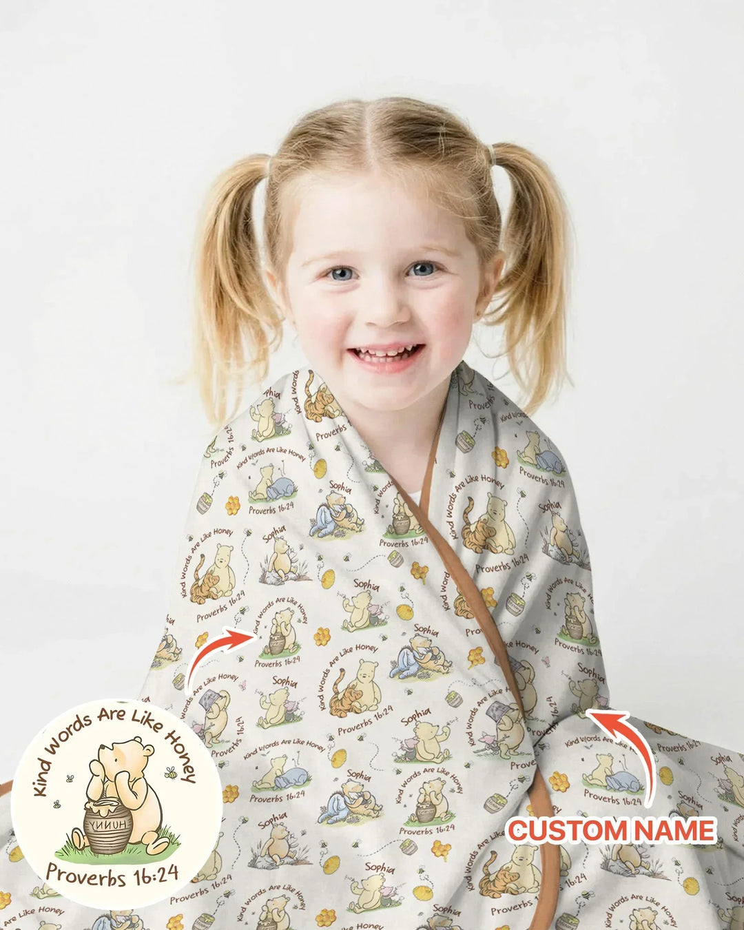 Kind Words Are Like Honey Custom Name Bamboo Blanket