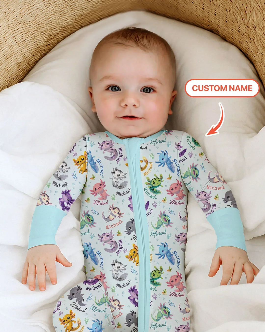 I Love You Axolotl Custom Name Bamboo Convertible Zippy