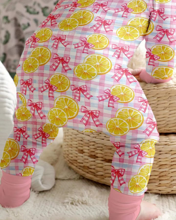 Pink Lemons Bows Checkered Bamboo Convertible Zippy