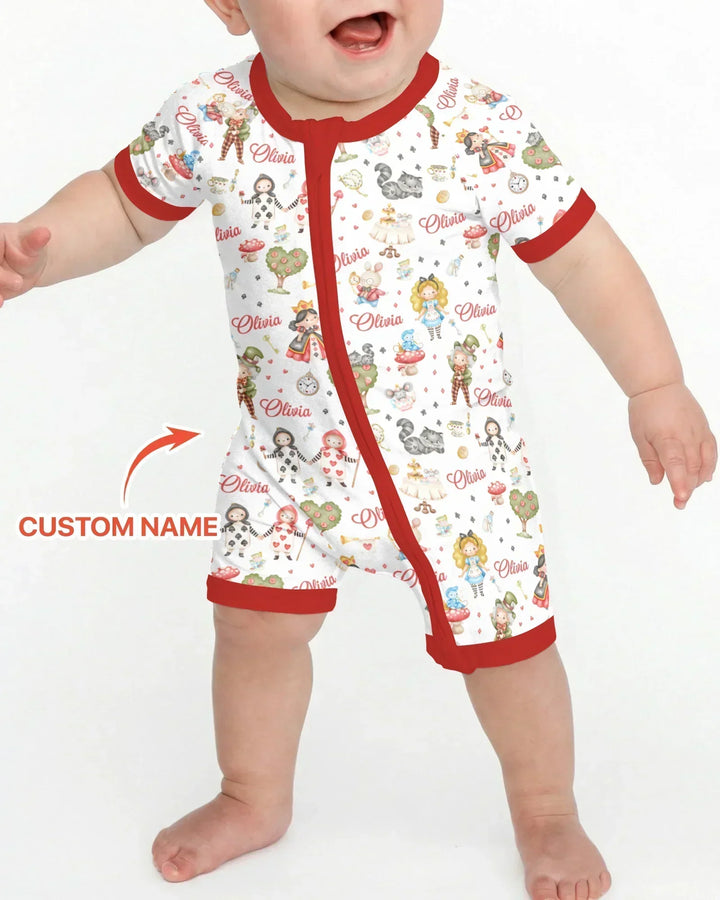 Whimsical Wonderland Tea Party Custom Name Bamboo Shorty Zippy