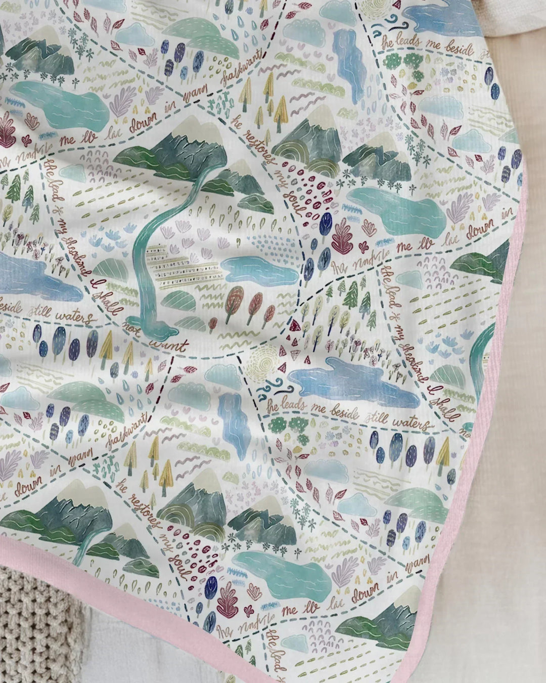 Whimsical Psalms 23 Map Bamboo Blanket