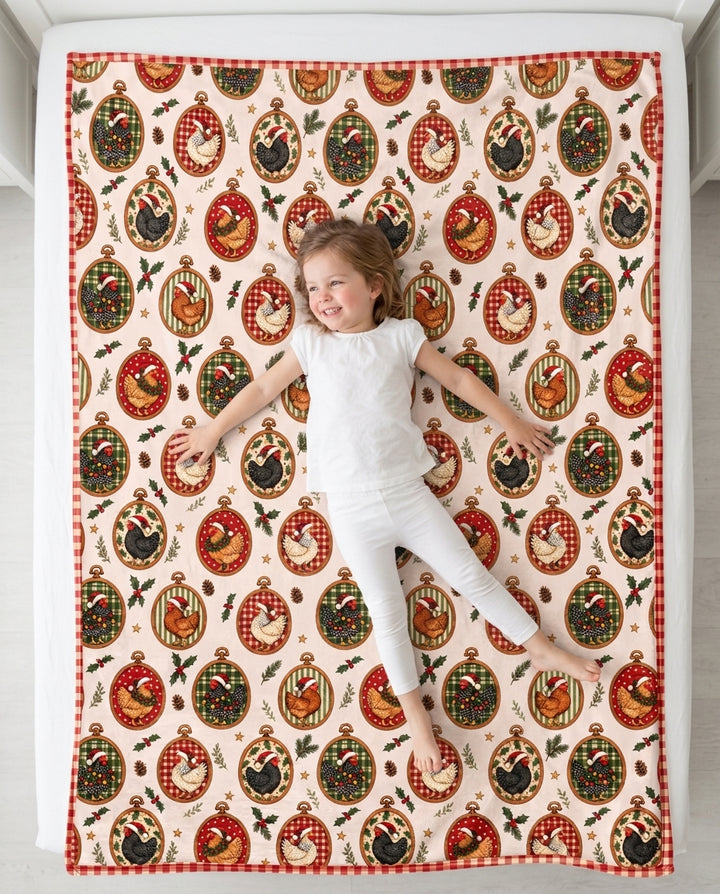 Chicken Merry Clucking Christmas  Bamboo Blanket
