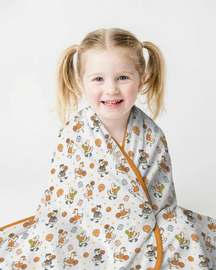 Silly Goose Playing Basketball Bamboo Blanket