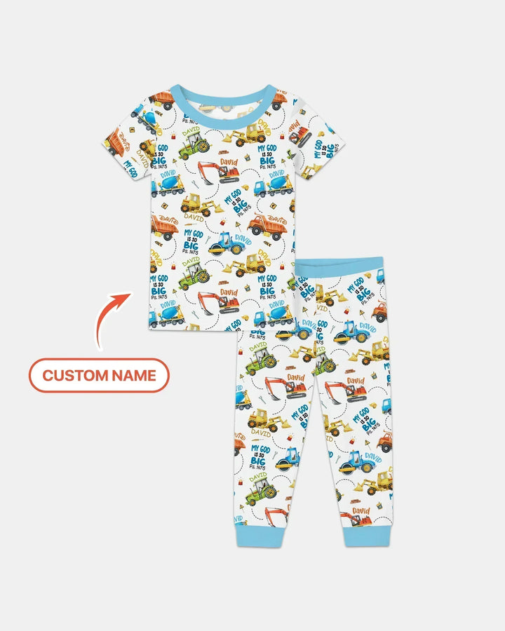 My God Is So Big Custom Name Bamboo Two Piece Short Sleeve Pajama Set