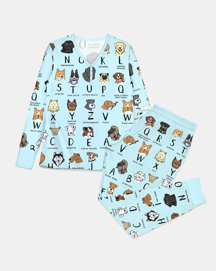 Funny Dogs Alphabet Bamboo Women Pajama Set