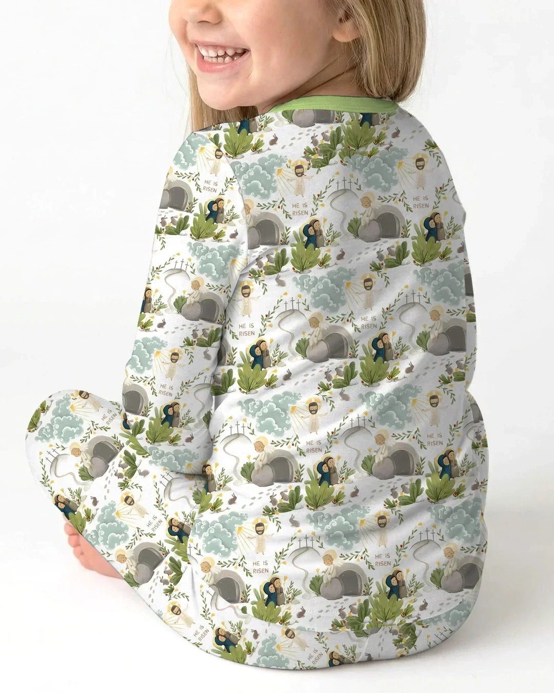 Matthew 28:1–8 He Is Risen Bamboo Two Piece Long Sleeve Pajama Set