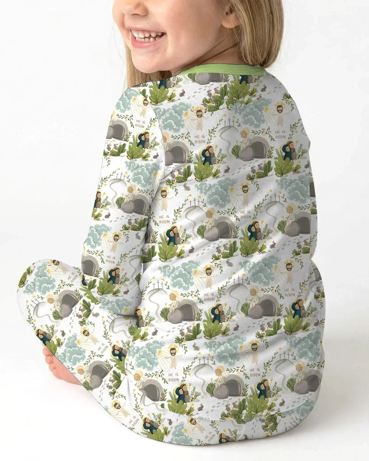 Matthew 28:1–8 He Is Risen Bamboo Two Piece Long Sleeve Pajama Set