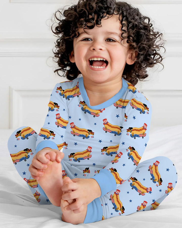 American Hot Dog Bamboo Two Piece Long Sleeve Pajama Set