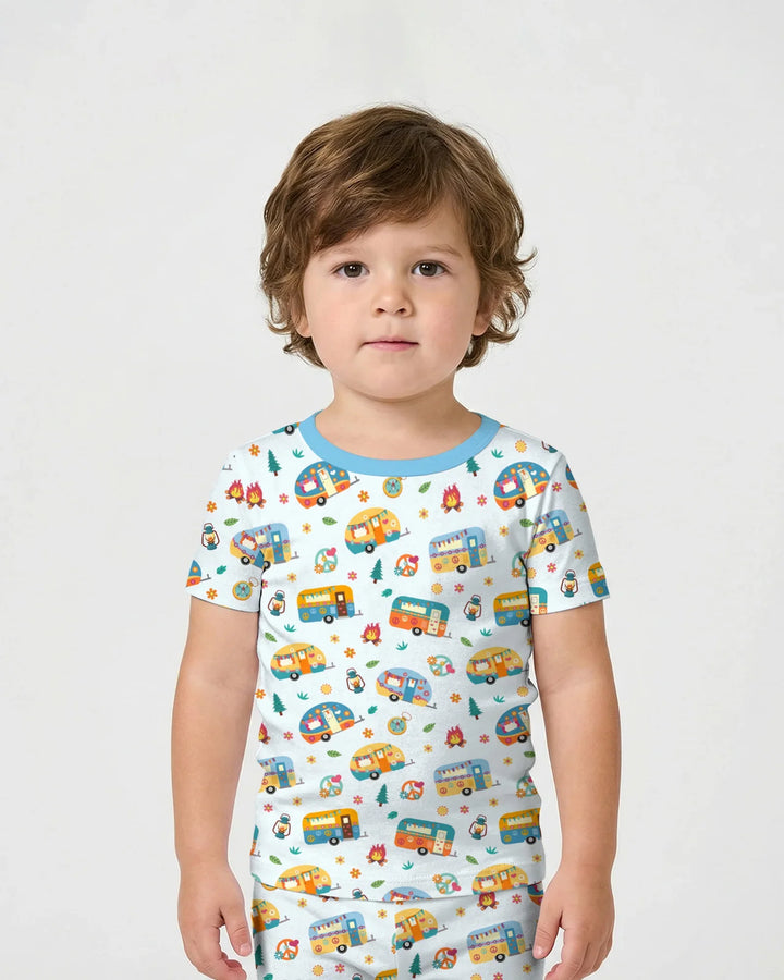Happy Little Camper Bamboo Two Piece Short Sleeve Shorts Pajama Set