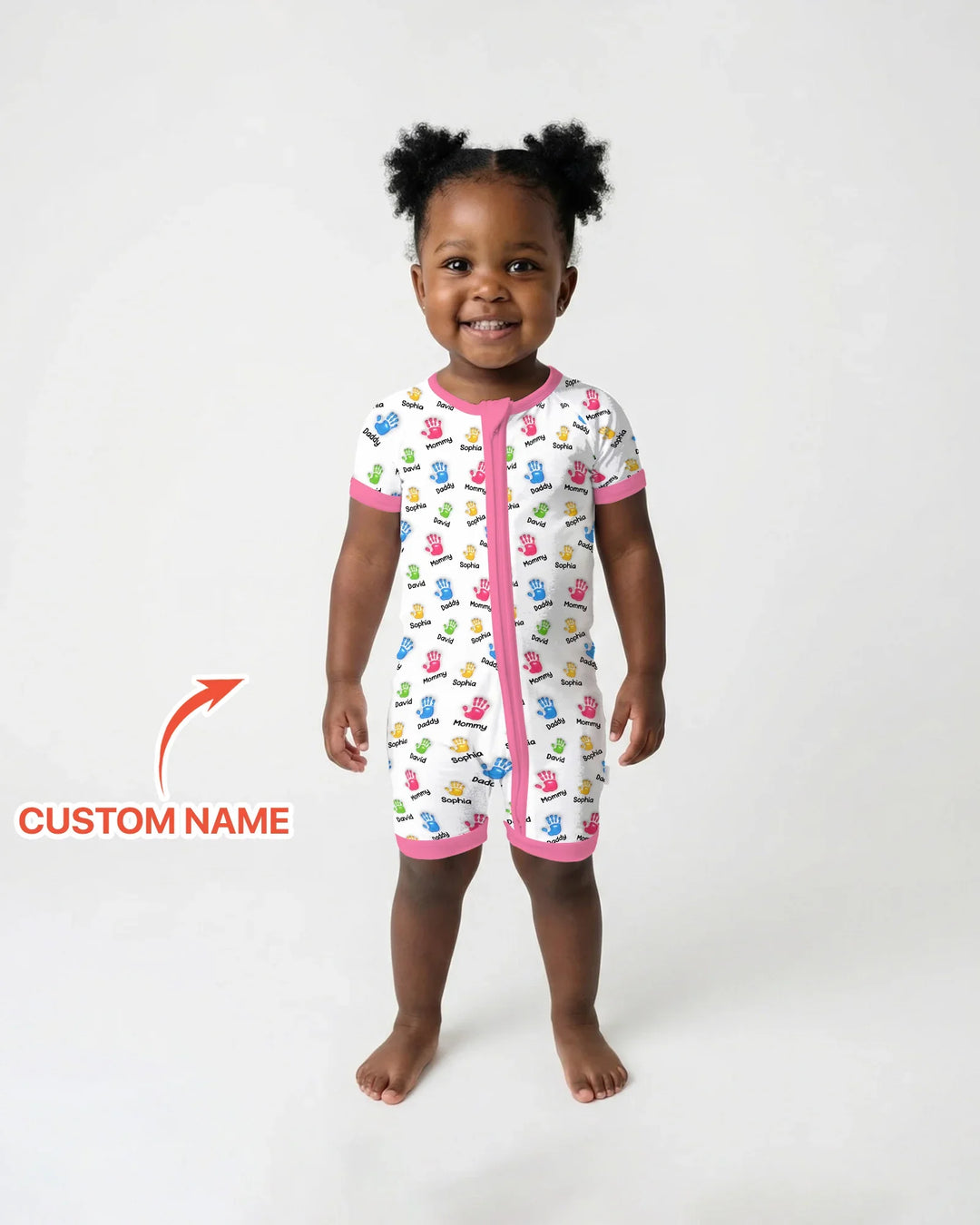 First Mother Day - Handprints Bamboo Shorty Zippy