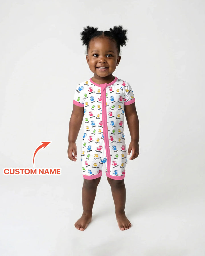 First Mother Day - Handprints Bamboo Shorty Zippy