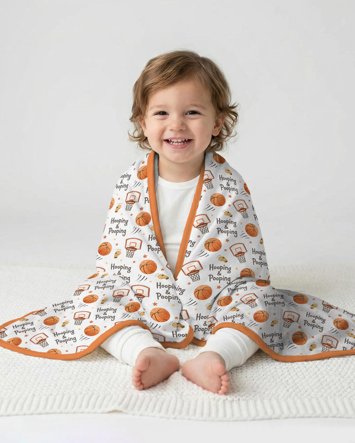Funny Basketball Hooping & Pooping Bamboo Blanket