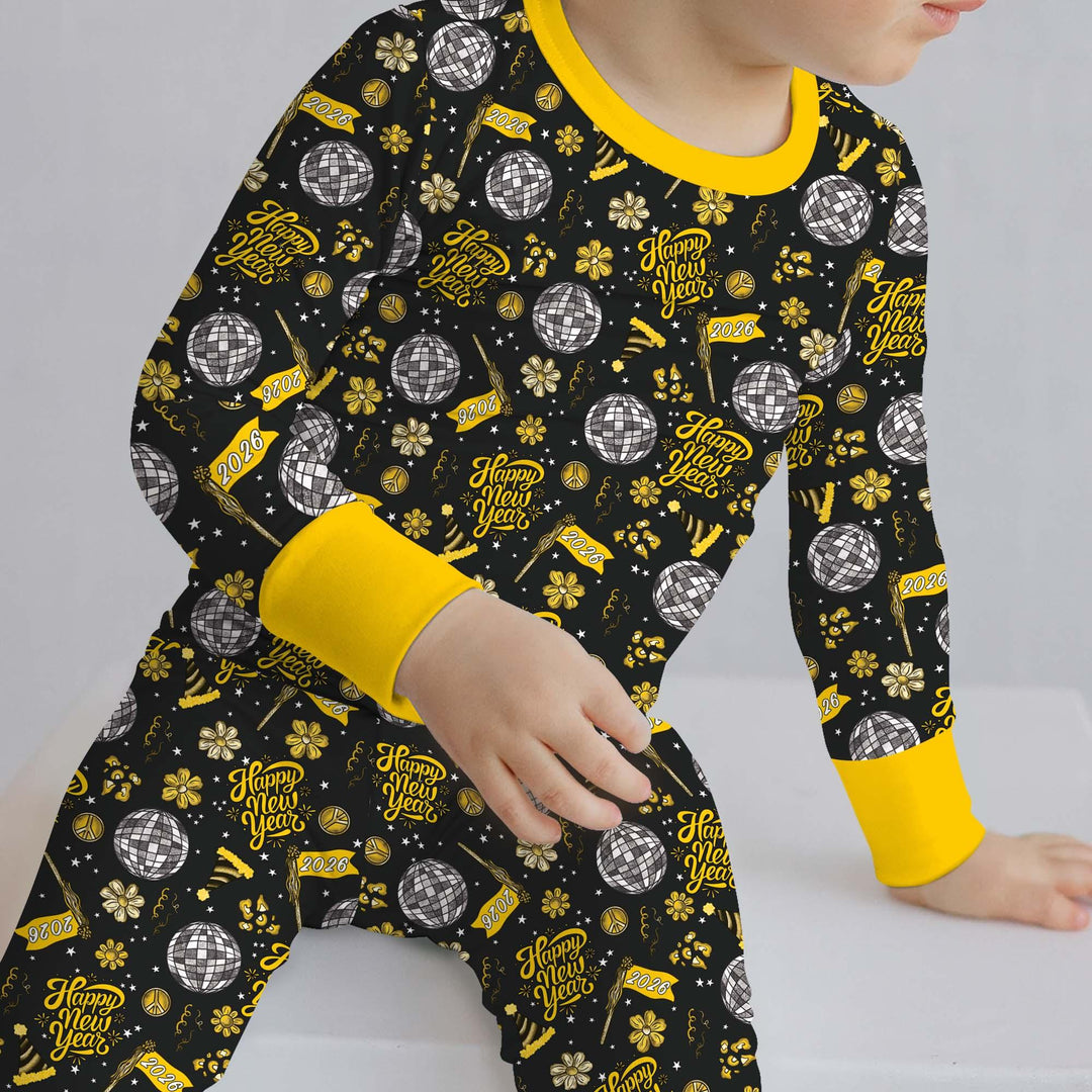 Disco New Years Eve Bamboo Two Piece Long Sleeve Pajama Set