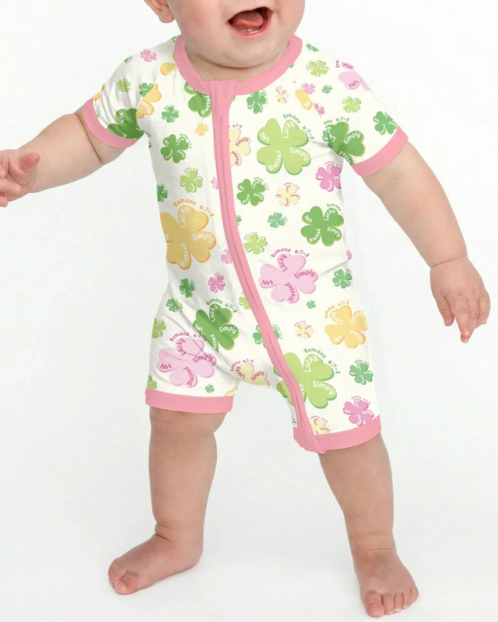 Shamrocks Print St. Patrick's Day Bamboo Shorty Zippy