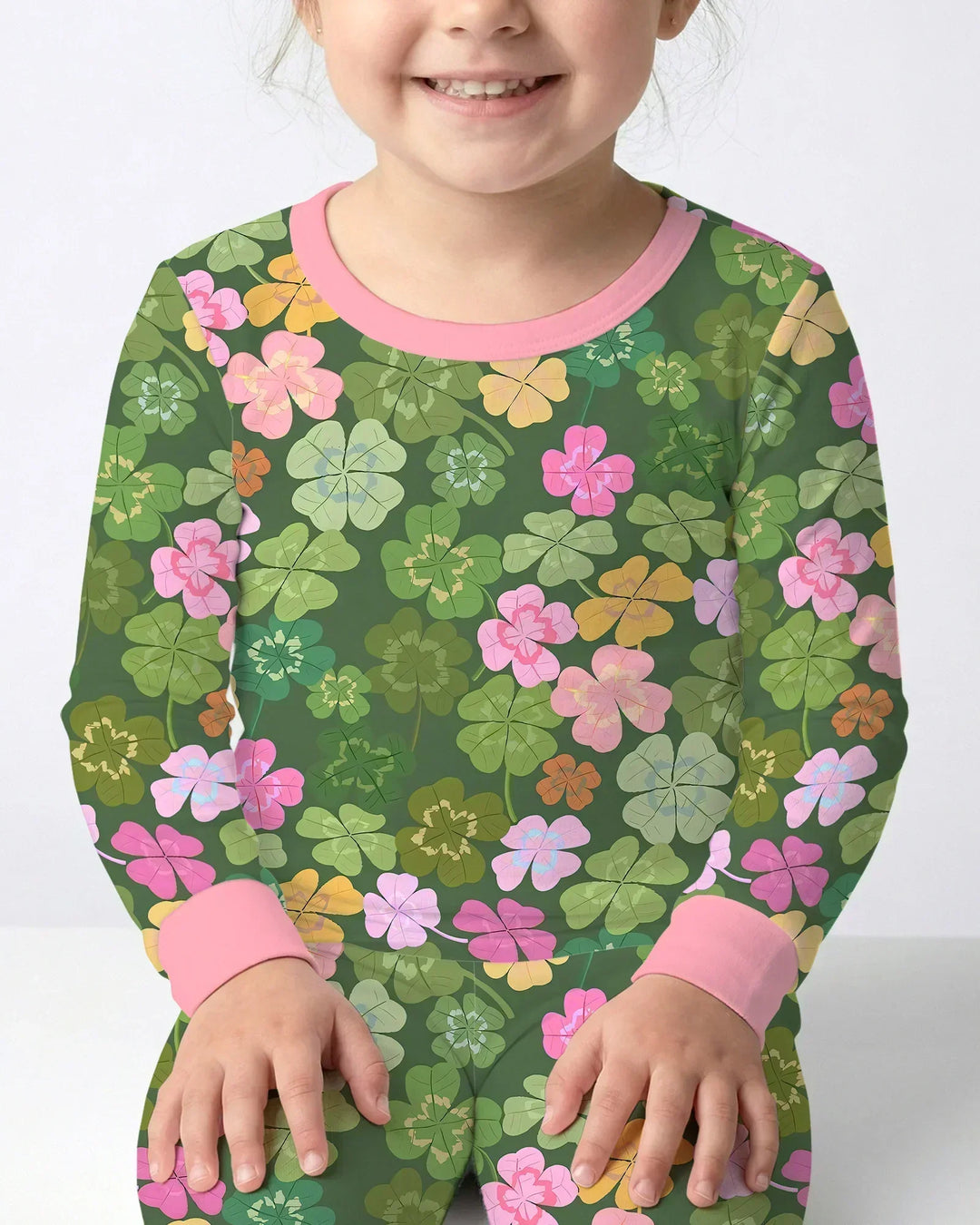 Lucky 4 Leaf Clover Bamboo Two Piece Long Sleeve Pajama Set