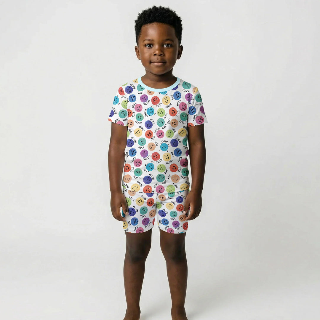 My Emotions Hebrew Bamboo Two Piece Short Sleeve Shorts Pajama Set