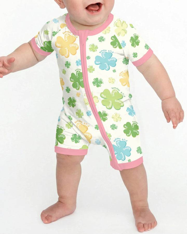 Shamrocks Print St. Patrick's Day Bamboo Shorty Zippy