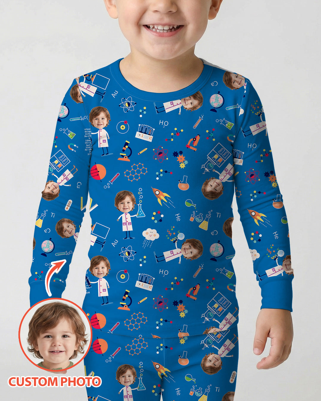 Custom Image Chemical Laboratory Bamboo Two Piece Long Sleeve Pajama Set